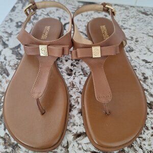 Michael Kors Brown Sandals with Gold Accents